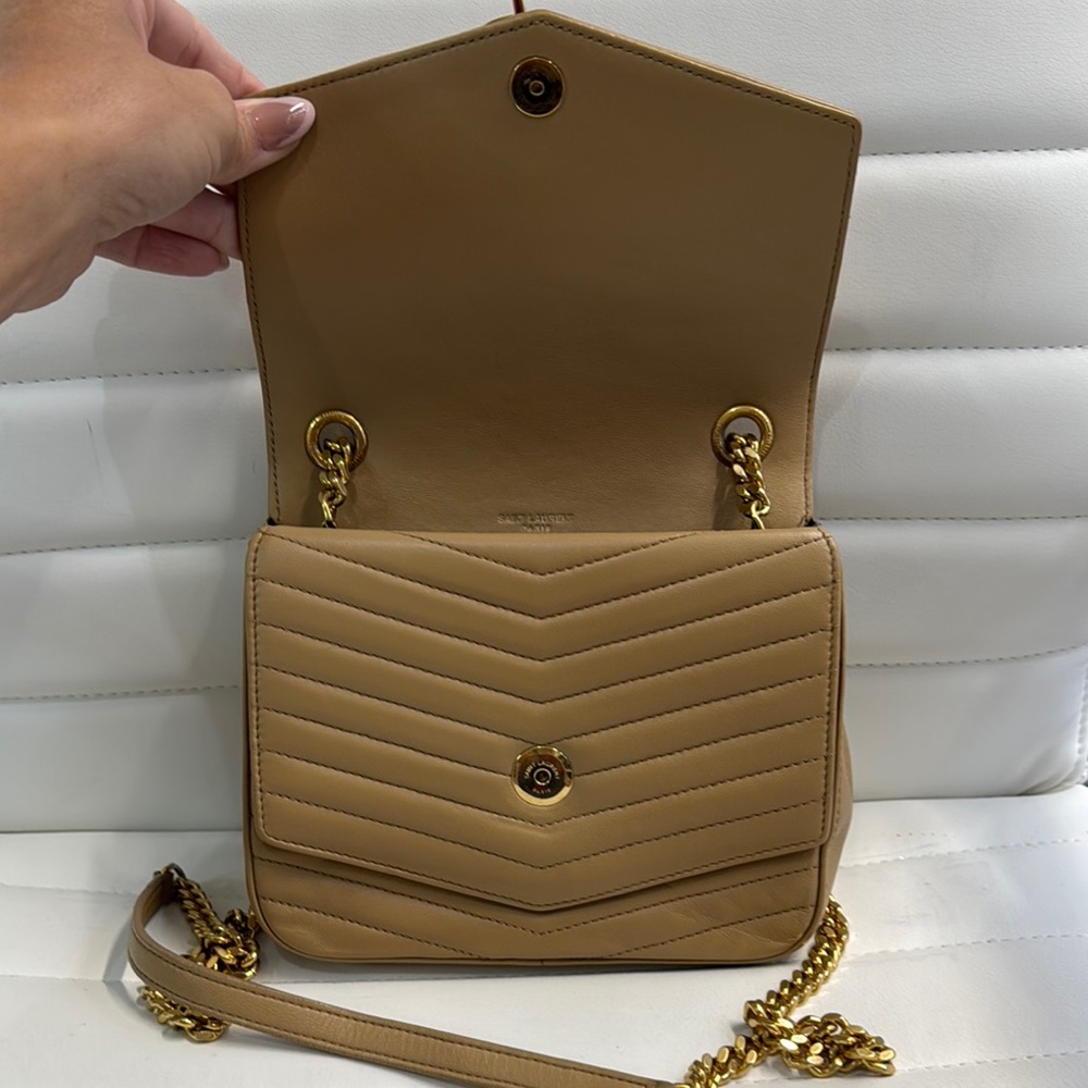 Saint Laurent Beige Quilted Crossbody Bag - Picture 2 of 8